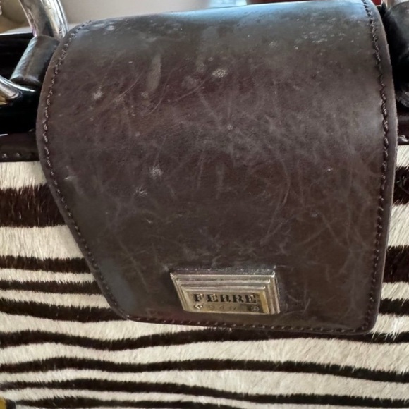 GIANFRANCO FERRE Brown Zebra Leather Vintage Purse - Picture 11 of 12